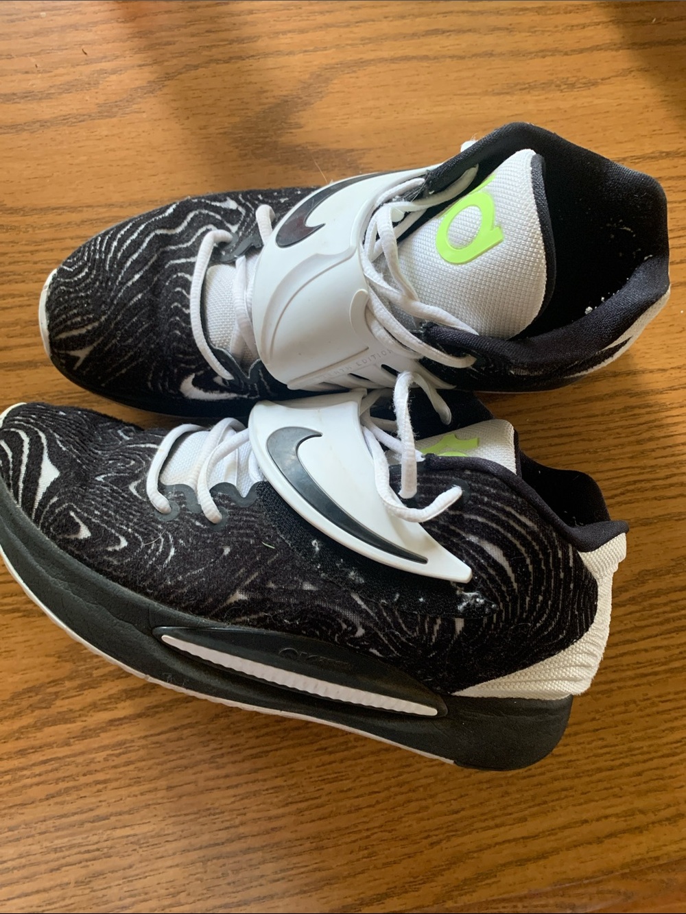 Nike KD 14 TB White and Black Volt Basketball Shoes
